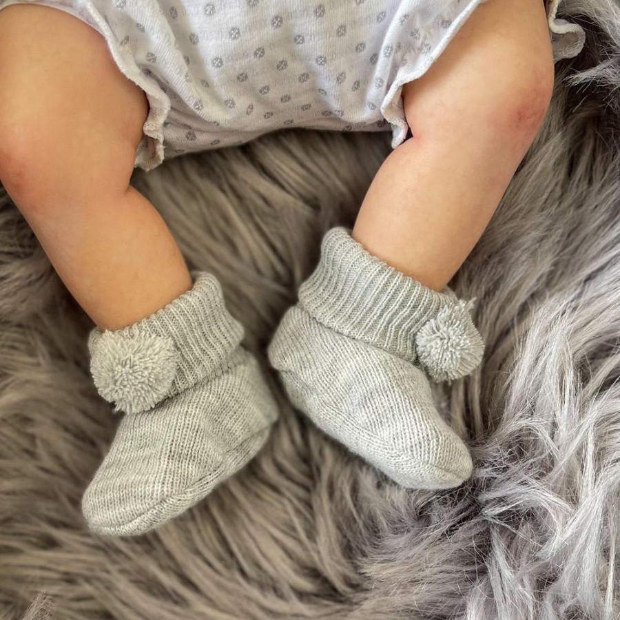 Clothing Millie & Ralph Shoes & Booties | Pom Pom Booties - Grey