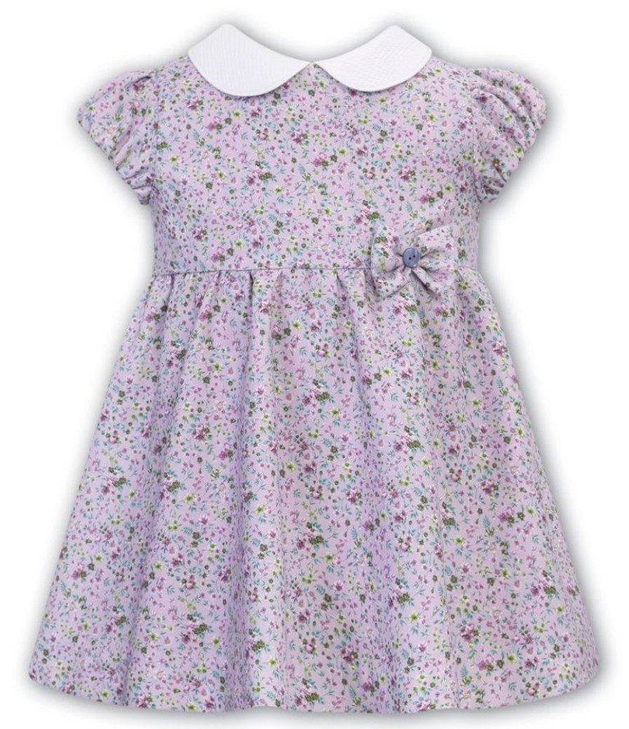 Clothing Sarah Louise Dresses | Lilac Ditsy Floral Cap Sleeve Dress