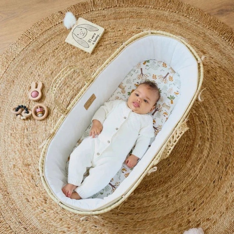 Nursery & Home Clair De Lune Nursery Decor | Clair De Lune Savannah Palm Moses Basket & Stand - White