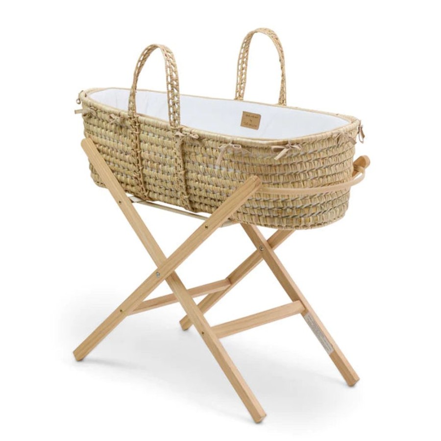 Nursery & Home Clair De Lune Nursery Decor | Clair De Lune Savannah Palm Moses Basket & Stand - White