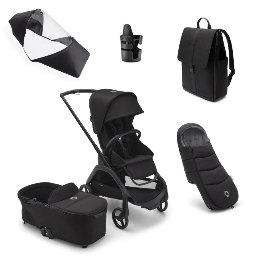 Prams & Pushchairs Bugaboo | Bugaboo Dragonfly Complete Bundle - Black With Midnight Black