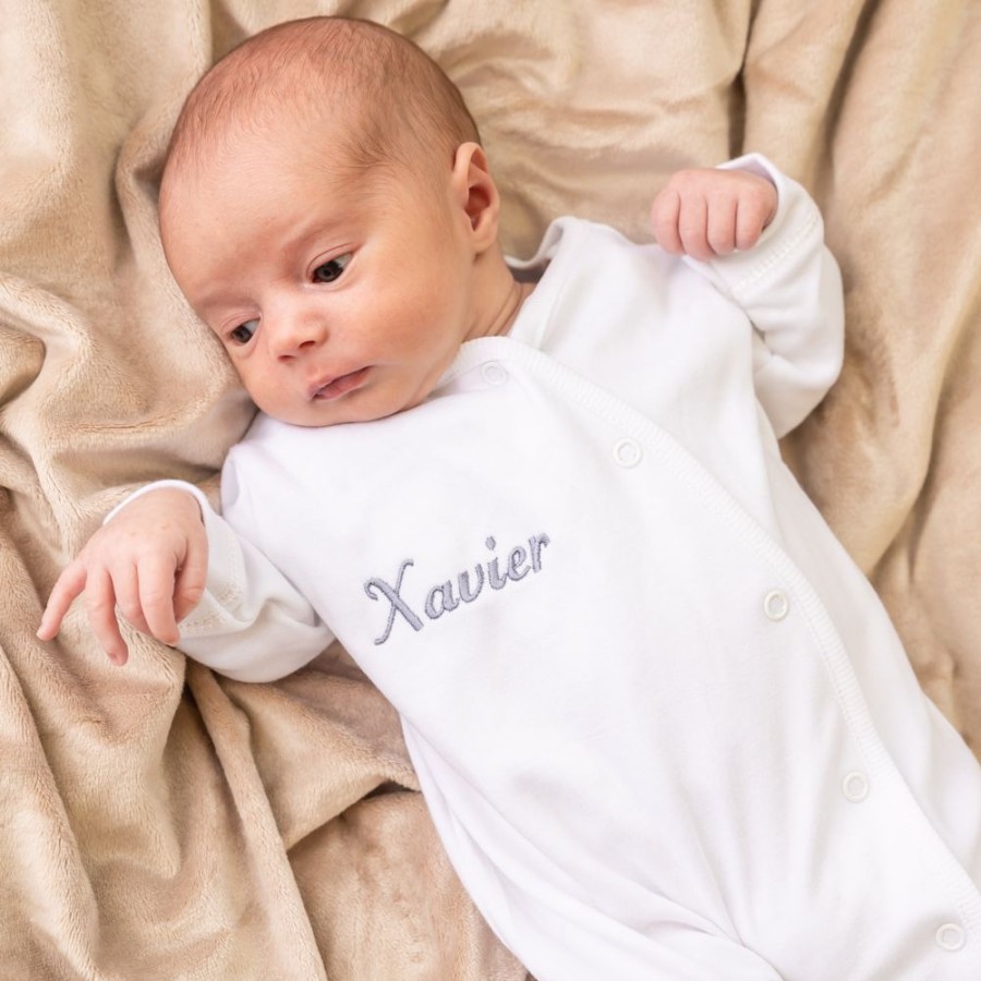 Personalised Millie & Ralph | White Personalised Name Popper Sleepsuit