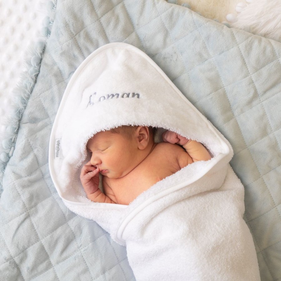 Personalised Millie & Ralph | Personalised Embroidered Hooded Towel - White