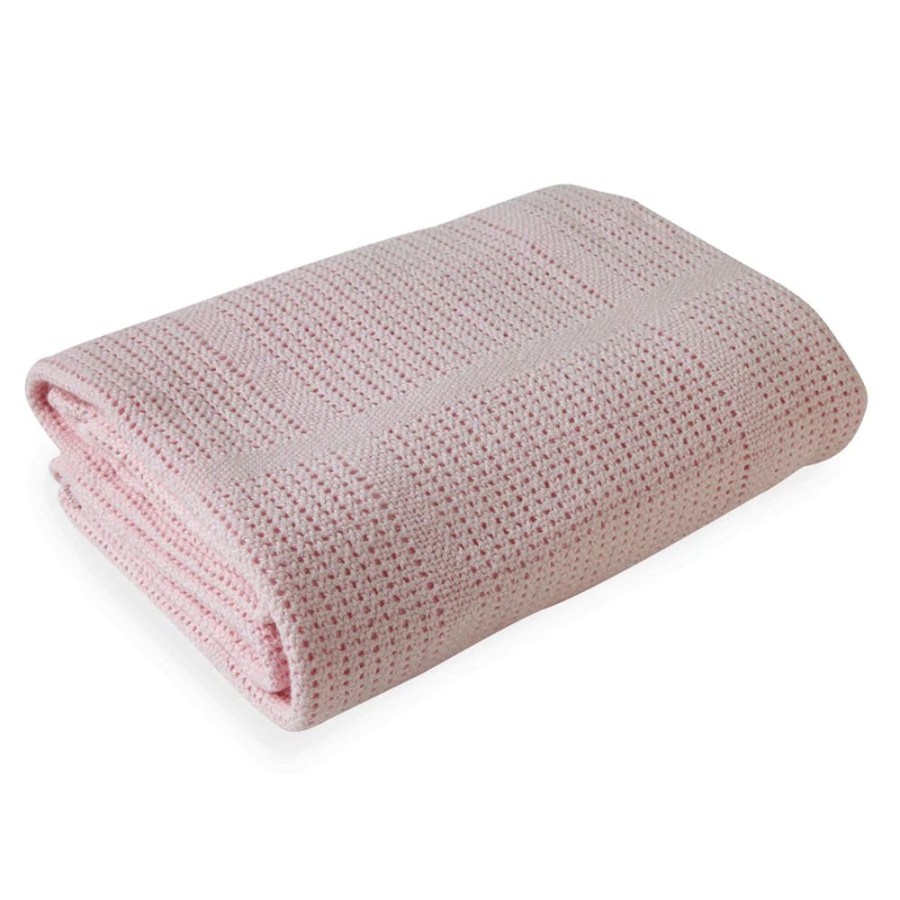 Nursery & Home Millie & Ralph Blankets | Pink Soft Cotton Cellular Pram Blanket