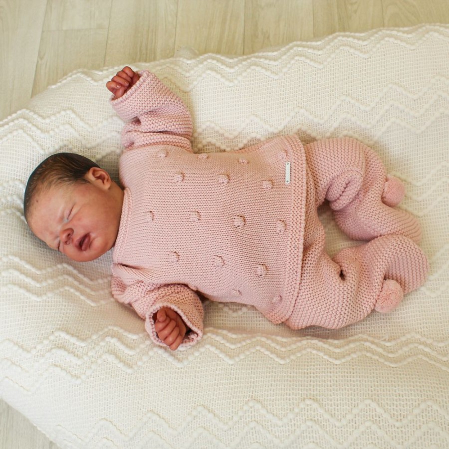 Clothing Pangasa Knitwear | Pangasa Pale Pink Dotty Knitted Outfit