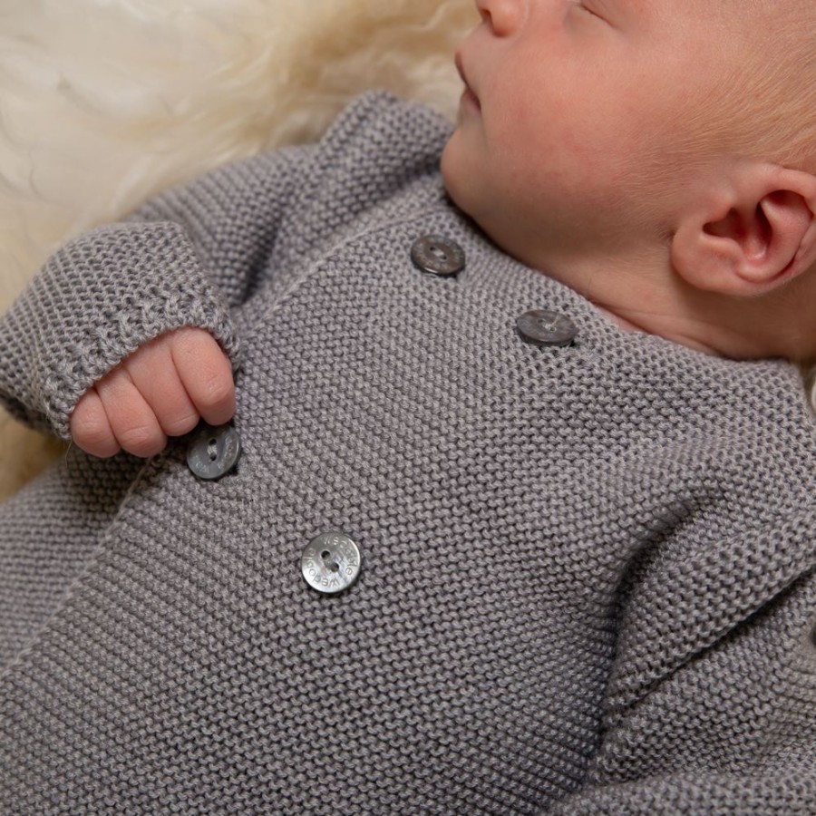 Clothing Millie & Ralph Cardigans | Unisex Grey Knit Cardigan & Cable Leggings Set