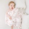 Clothing Millie & Ralph Blankets | Gilded Bird Bamboo Baby Muslin Blanket - Spring Toile Pink