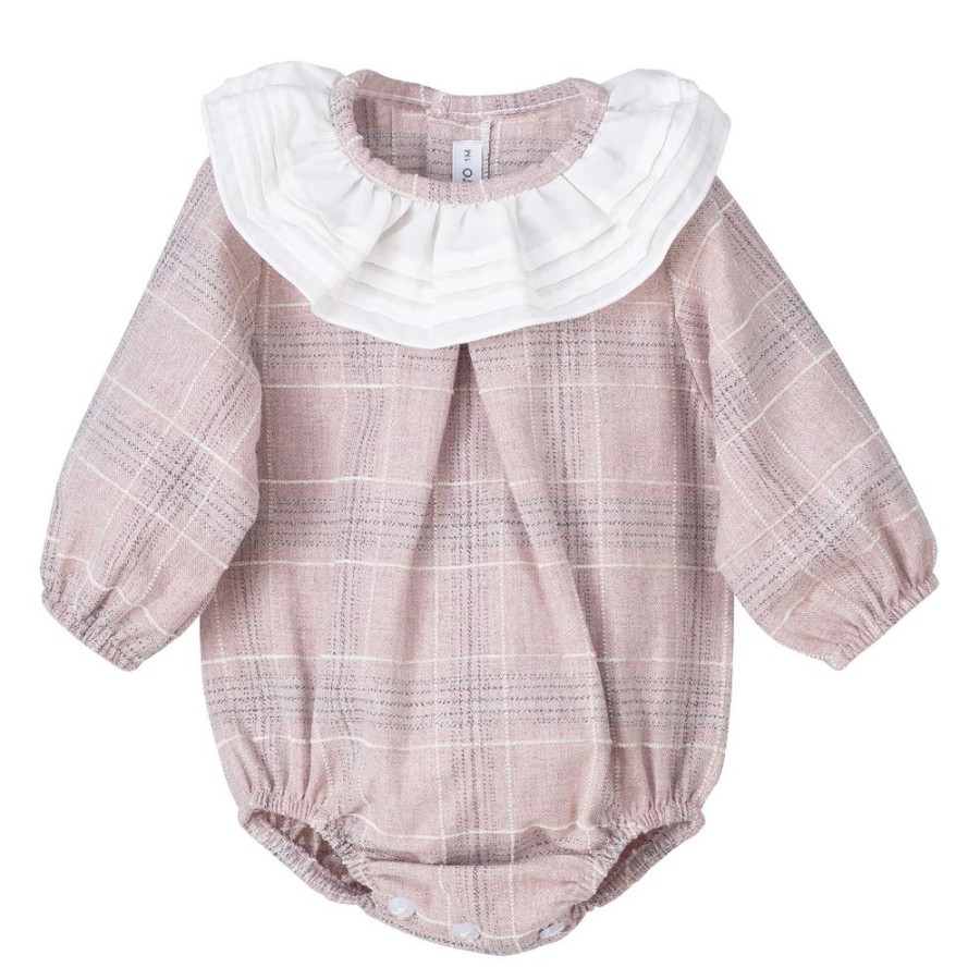 Clothing Calamaro Rompers | Pink & Grey Checked Romper