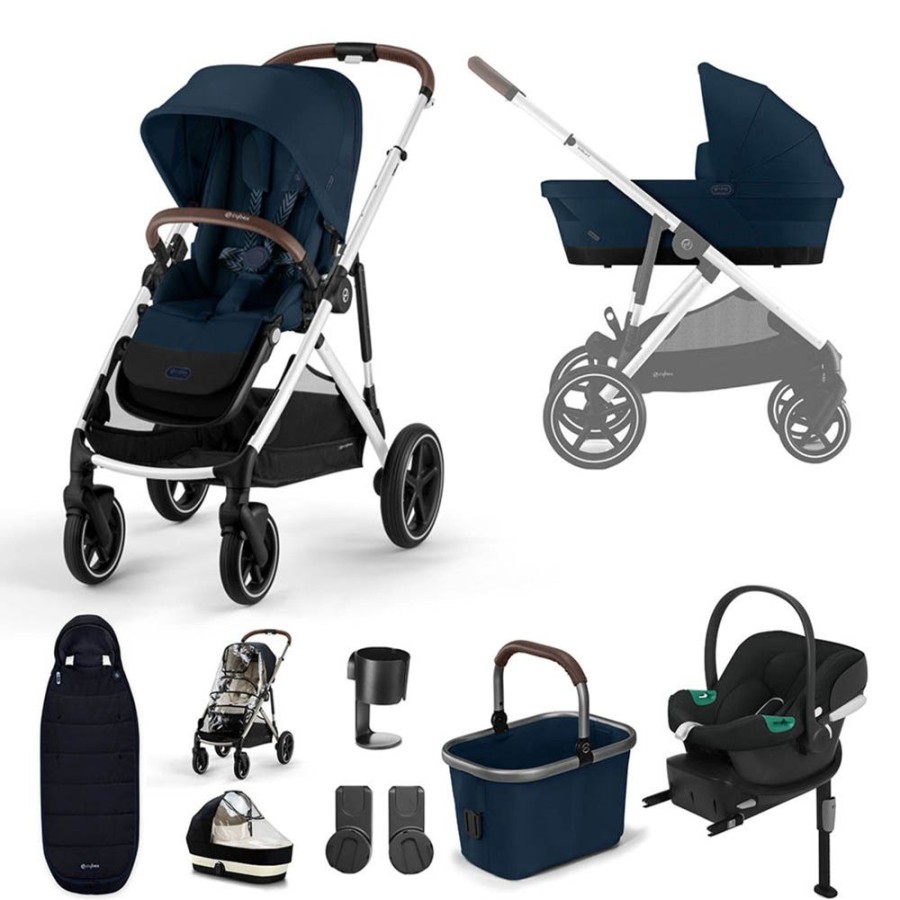 Prams & Pushchairs Cybex | Cybex Gazelle S Black Comfort Aton B2 Bundle - Ocean Blue