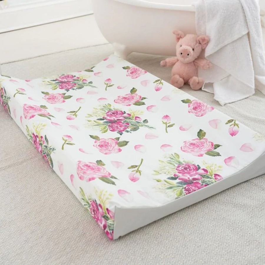 Nursery & Home Millie & Ralph Changing Mats | Gilded Bird Wedge Changing Mat - Pink Roses