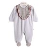 Clothing Millie & Ralph Sleepsuits | Grey Velour Red Frill Chest All In One