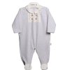 Clothing Millie & Ralph Sleepsuits | Grey Velour Fox Chest Detail All In One