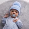 Clothing Millie & Ralph Hats | First Size Blue Cable Pom Hat