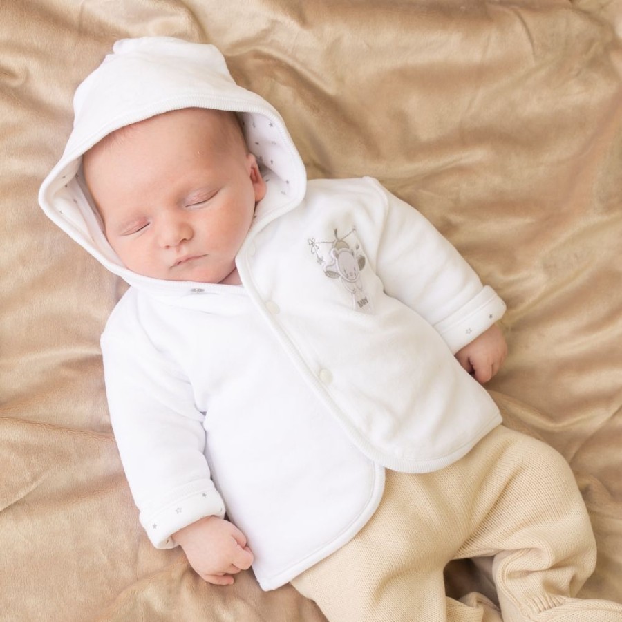 Clothing Dandelion Jackets, Coats & Pramsuits | White Tiny Bear Velour Jacket