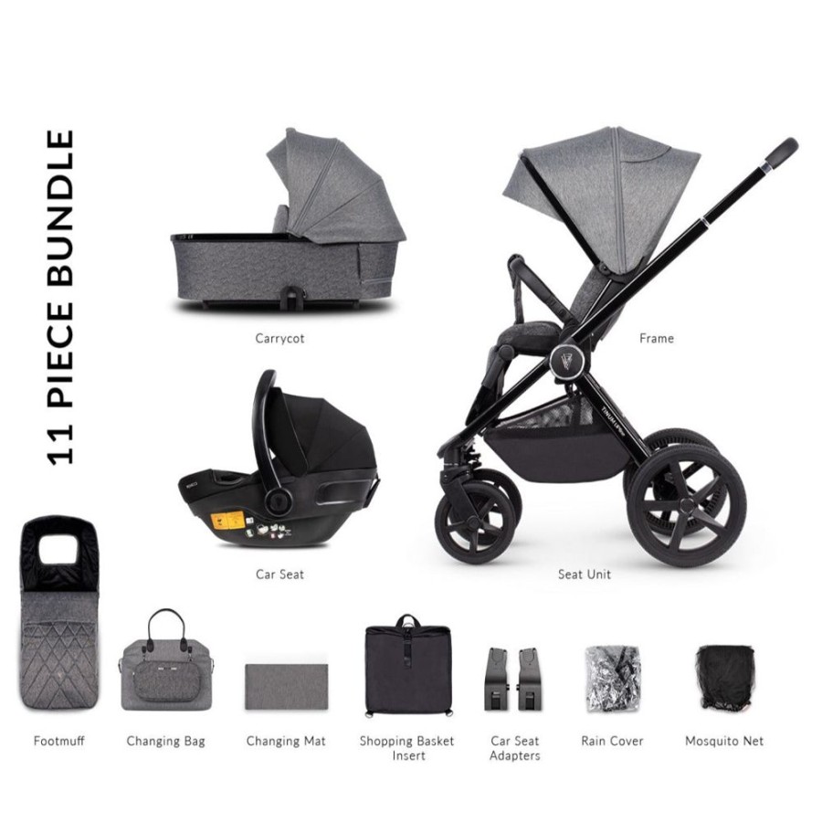 Prams & Pushchairs Venicci | Venicci Upline 3-In-1 Travel System Bundle - Slate Grey