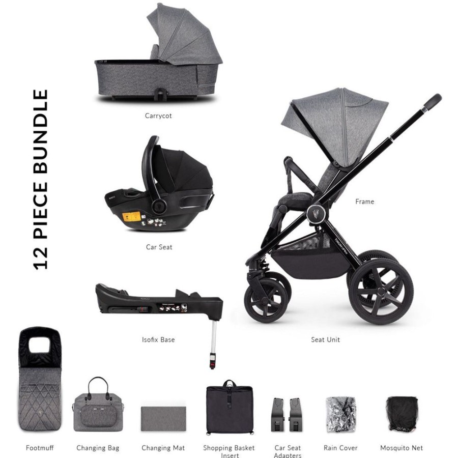 Prams & Pushchairs Venicci | Venicci Upline 3-In-1 Travel System Bundle - Slate Grey