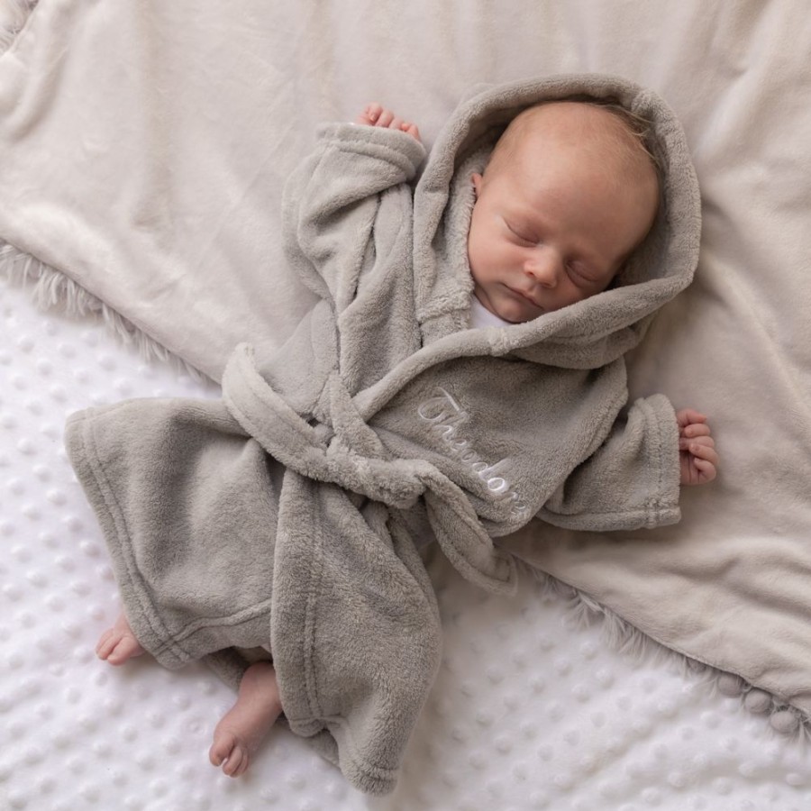 Personalised Millie & Ralph | Personalised Super Soft Dressing Gown - Grey