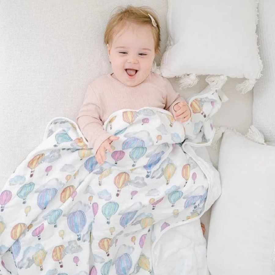 Clothing Millie & Ralph Blankets | Gilded Bird Bamboo Baby Muslin Blanket - Balloon Festival