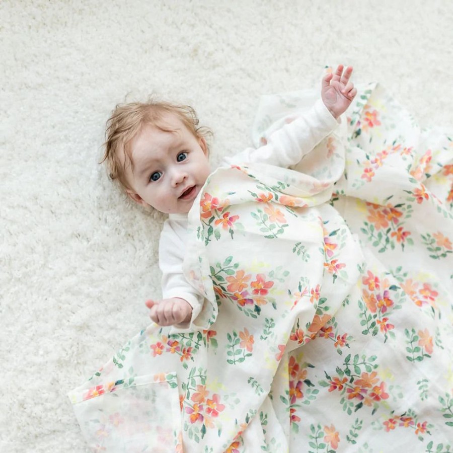 Nursery & Home Gilded Bird Bedding & Sleepwear | Gilded Bird Xl Muslin Swaddle - Pretty Stems