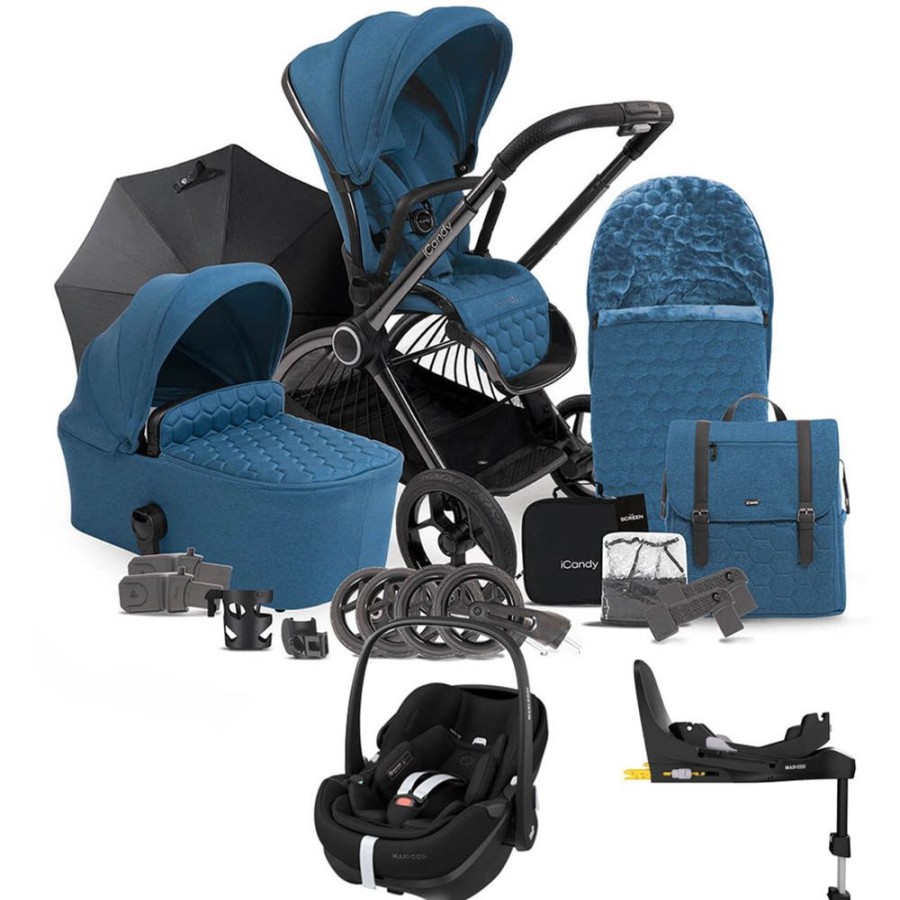 Prams & Pushchairs iCandy | Icandy Core Complete Bundle With Pebble 360 & Base - Atlantis Blue