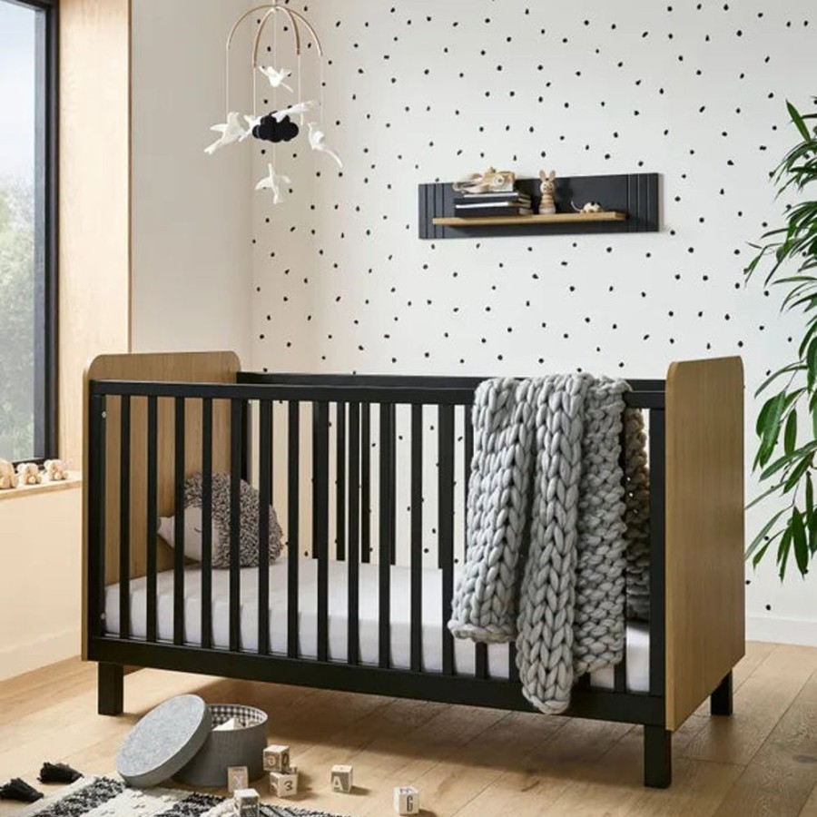 Nursery & Home CuddleCo Cots & Cotbeds | Cuddleco Rafi Cot Bed - Oak & Black