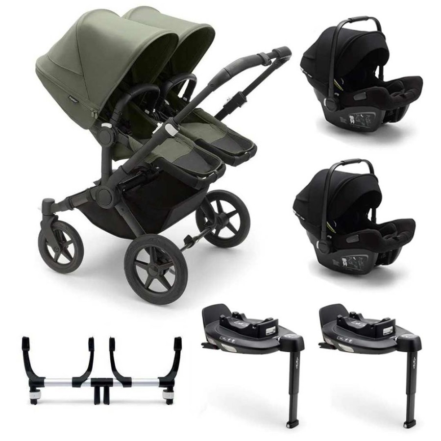 Prams & Pushchairs Bugaboo | Bugaboo Donkey 5 Twin Turtle Travel System - Forest Green