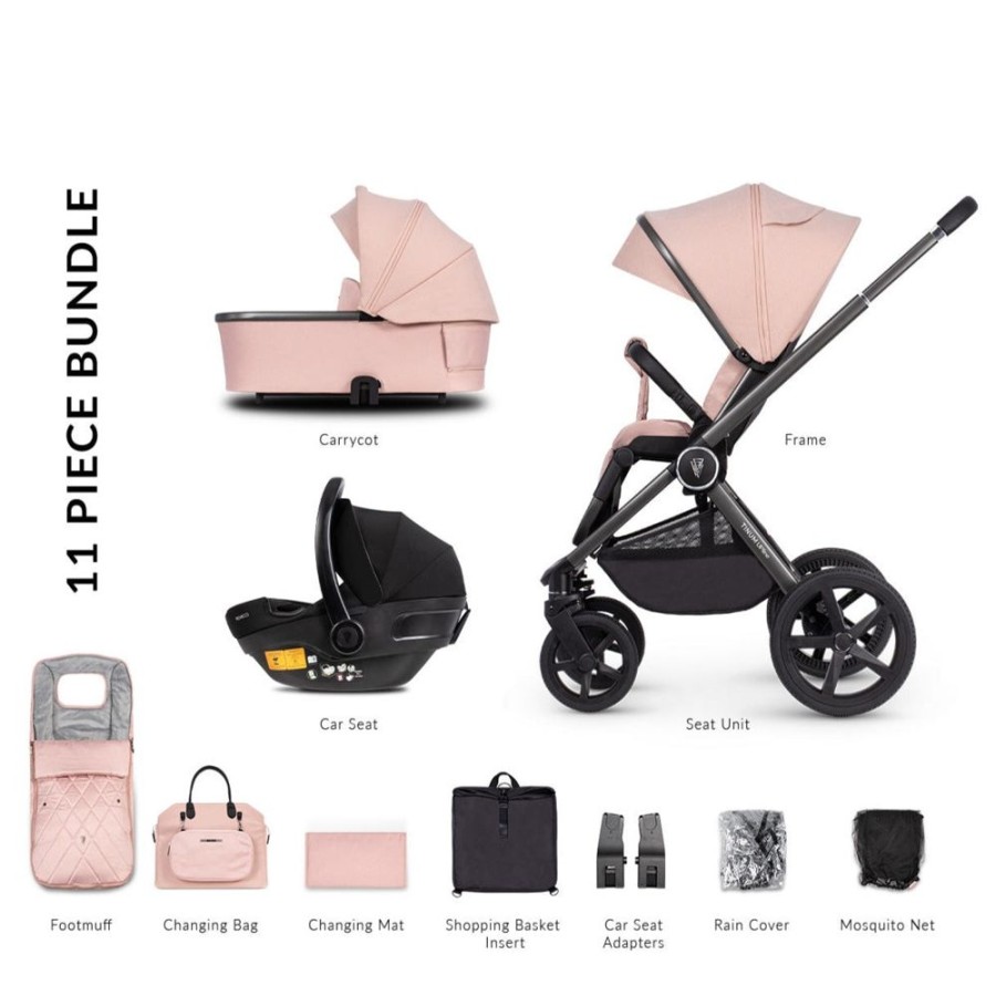 Prams & Pushchairs Venicci | Venicci Upline 3-In-1 Travel System Bundle - Misty Rose