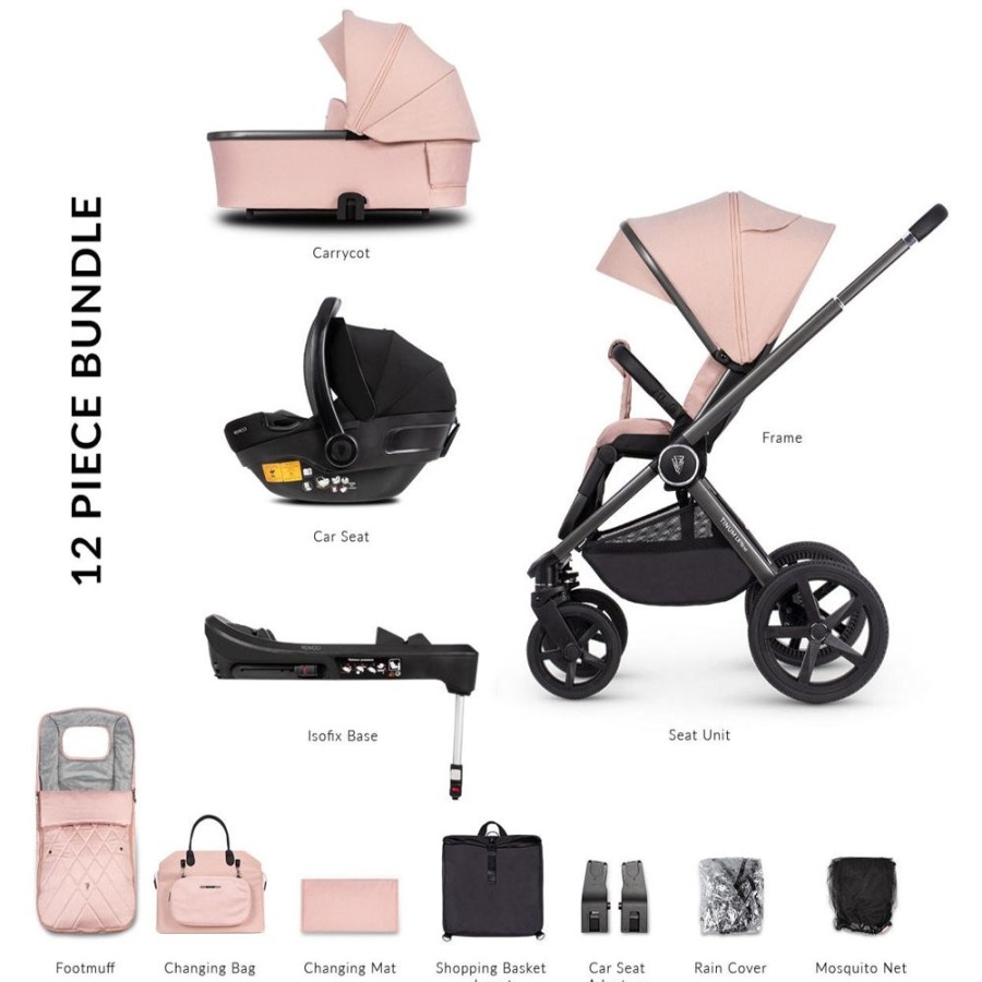 Prams & Pushchairs Venicci | Venicci Upline 3-In-1 Travel System Bundle - Misty Rose