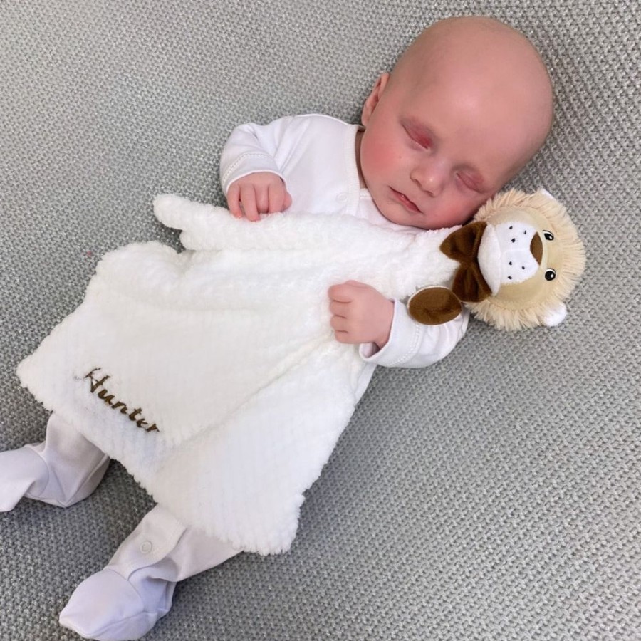 Personalised Millie & Ralph | Waffle Lion Comforter | Personalised Name | Millie & Ralph White