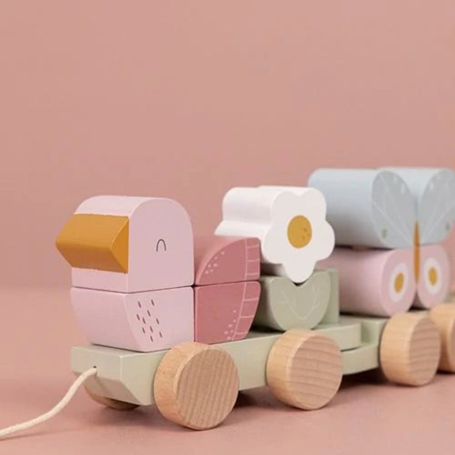 Nursery & Home Little Dutch Gifts | Little Dutch Stacking Train - Flowers & Butterflies