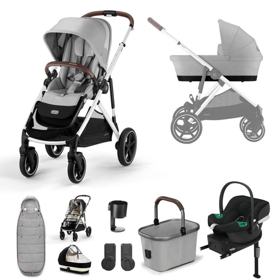 Prams & Pushchairs Cybex | Cybex Gazelle S Black Comfort Aton B2 Bundle - Lava Grey