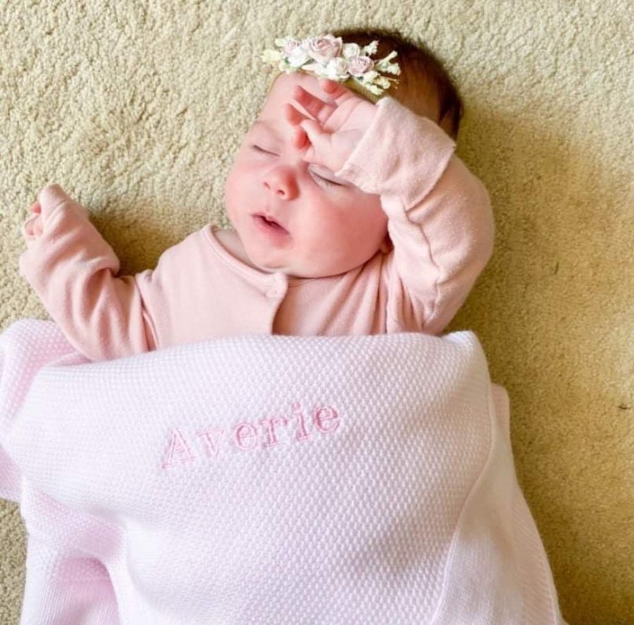 Personalised Millie & Ralph | Personalised Pink Embroidered Name Shawl