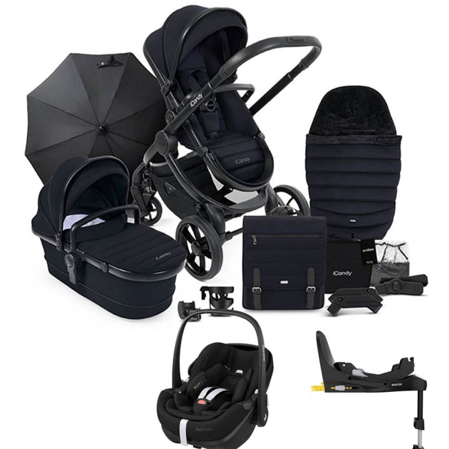 Prams & Pushchairs iCandy | Icandy Peach 7 Travel Bundle With Pebble 360 Pro & Base - Black Editio