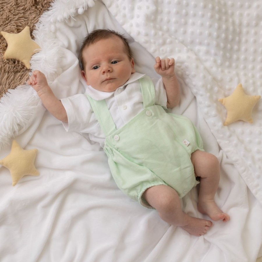 Clothing Caramelo Rompers | Mint Linen Dungaree Romper