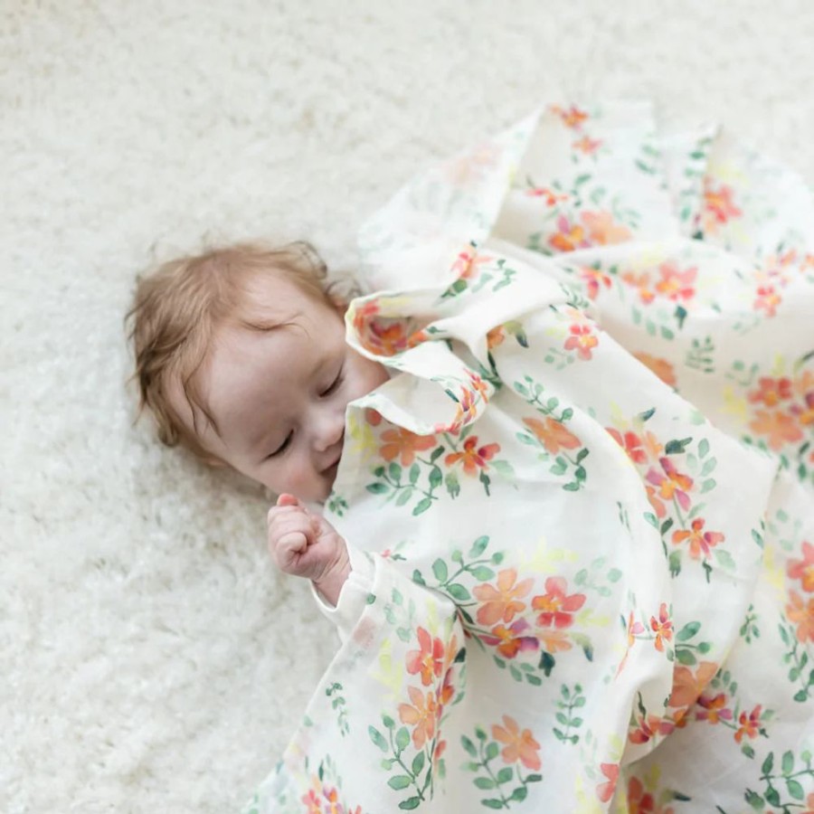 Clothing Gilded Bird Blankets | Gilded Bird Xl Muslin Swaddle - Pretty Stems