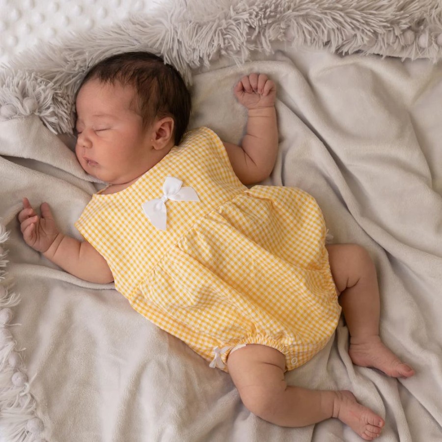 Clothing Pex Rompers | Yellow Gingham Romper With Bows