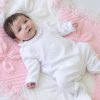 Clothing Millie & Ralph Outfits | White Crown Detail Frilly Velour All In One