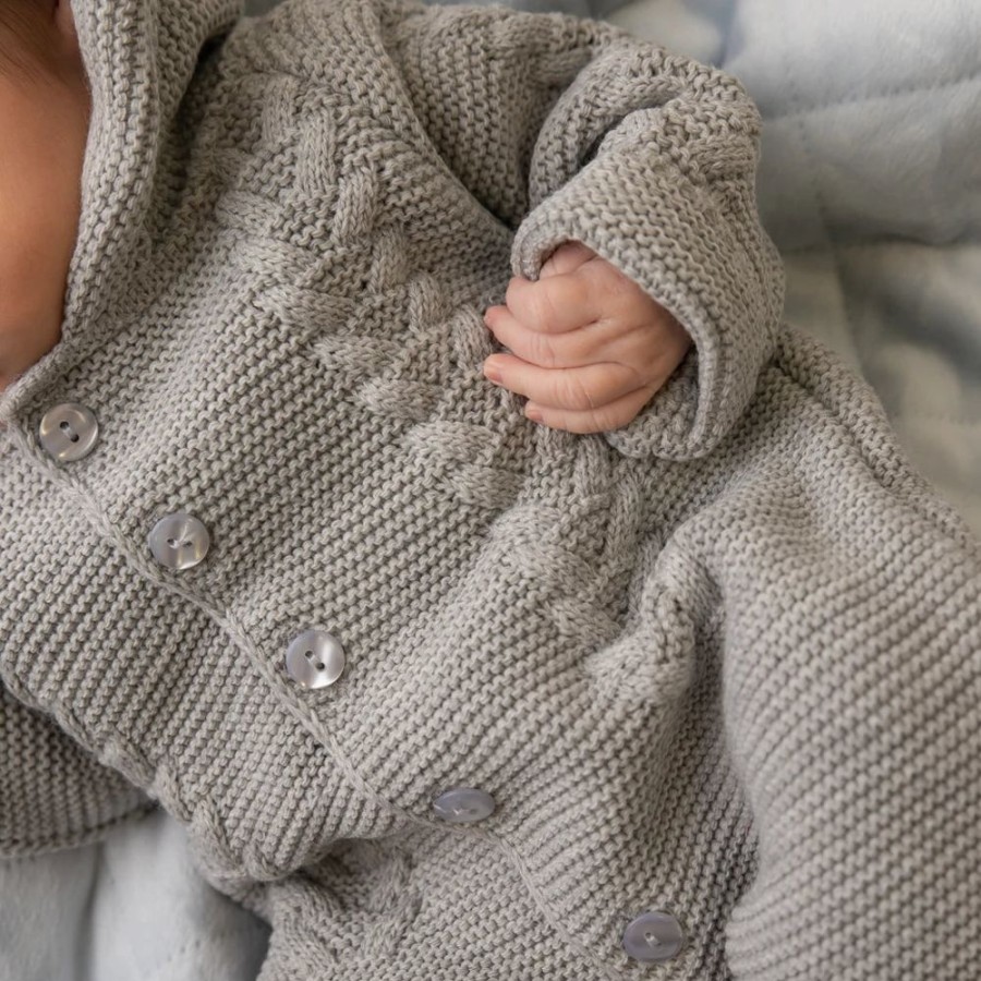 Clothing Dandelion Knitwear | Grey Knitted Hooded Pramsuit