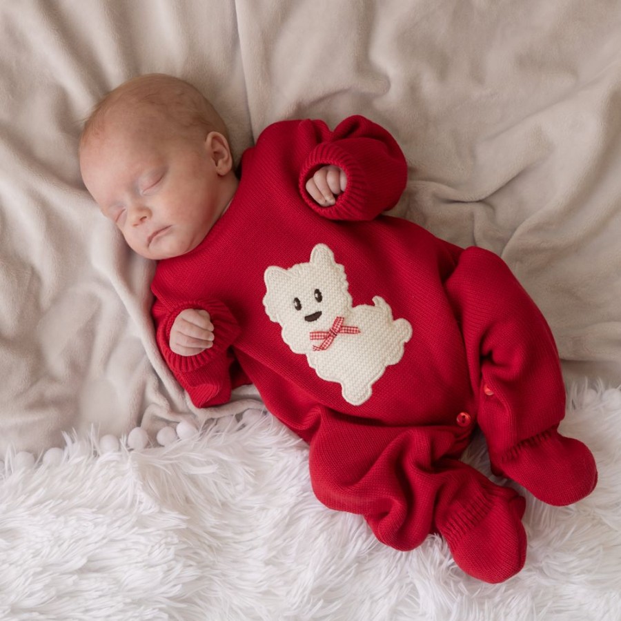 Clothing Dandelion Outfits | Red Scotty Dog Knitted Onesie