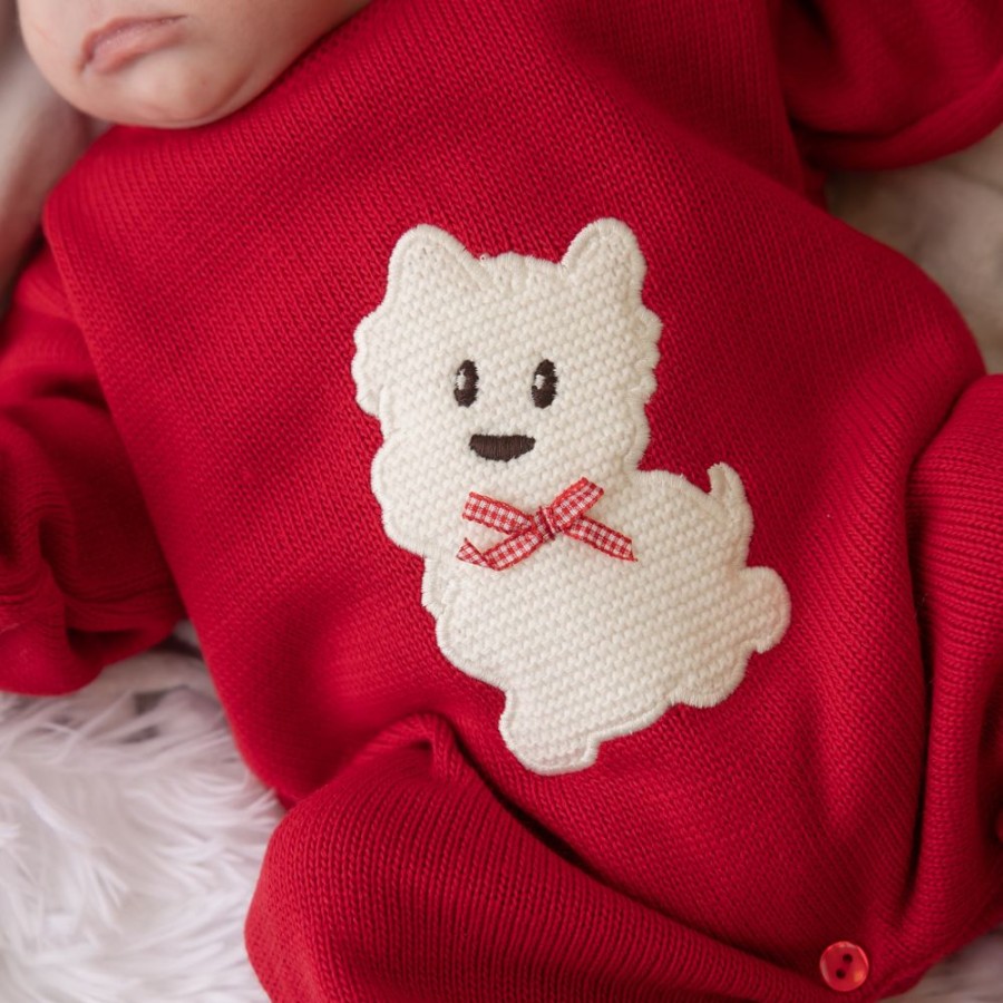 Clothing Dandelion Outfits | Red Scotty Dog Knitted Onesie