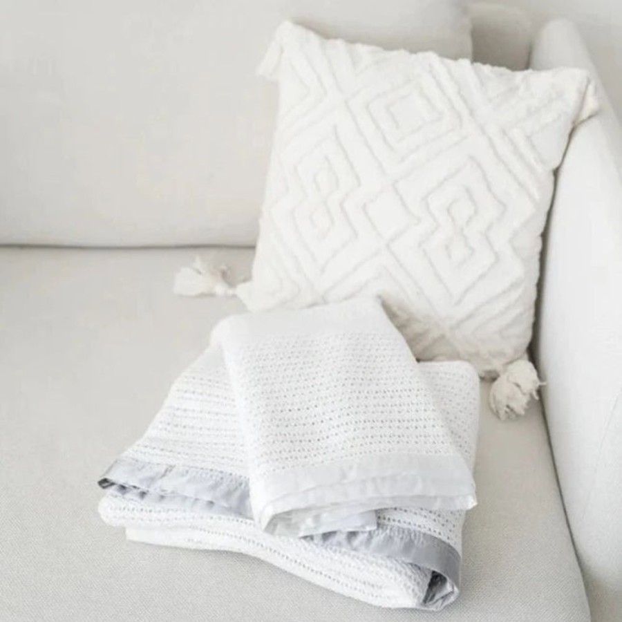 Clothing Millie & Ralph Blankets | Gilded Bird Classic British Cellular Blanket - White Trim