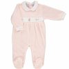 Clothing Mini La Mode Sleepsuits | Pink Velour Flopsy Bunny Smocked All In One