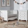 Clothing CuddleCo Dresses | Cuddleco Clara 2 Pc Nursery Furniture Set (Cot Bed & Dresser) - White