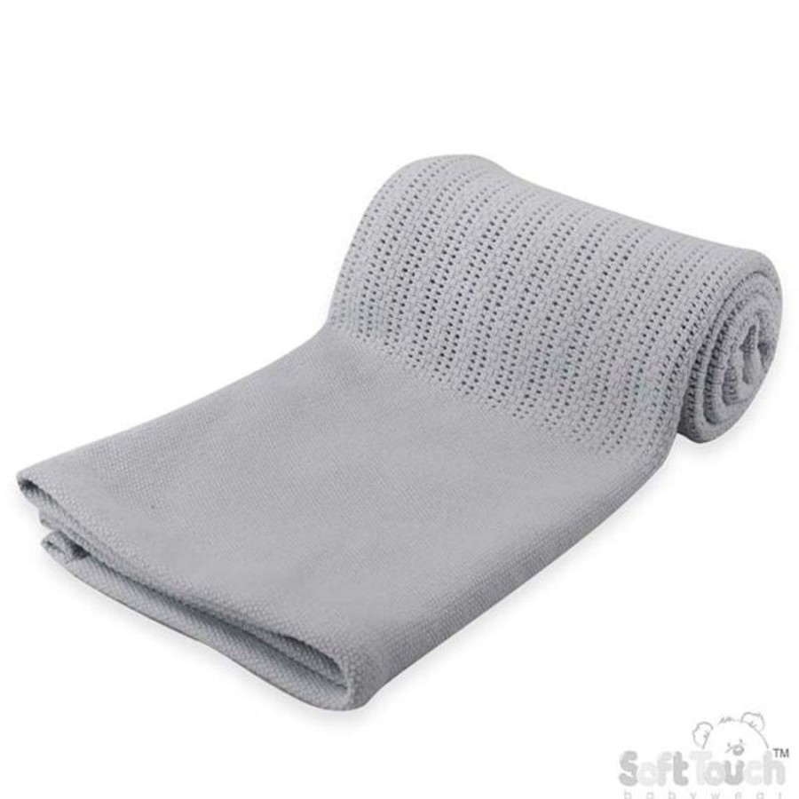 Nursery & Home Millie & Ralph Nursery Decor | Grey Soft Touch Deluxe Cotton Cellular Pram Baby Blanket