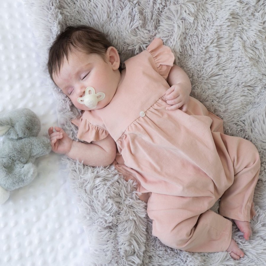 Clothing Millie & Ralph Rompers | Dusky Pink Ruffled Sleeve Romper | Millie & Ralph