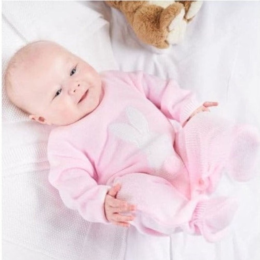 Clothing Dandelion Knitwear | Pink Bunny Knitted Onesie