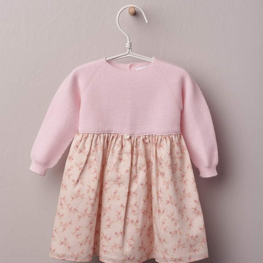 Clothing Millie & Ralph Outfits | Baby Pink Floral Print Knit Top Dress