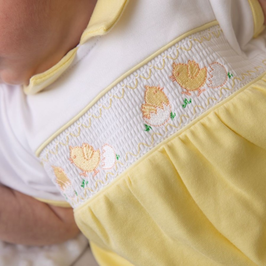 Clothing Dandelion Rompers | Lemon 'Little Chicks' Smocked Romper