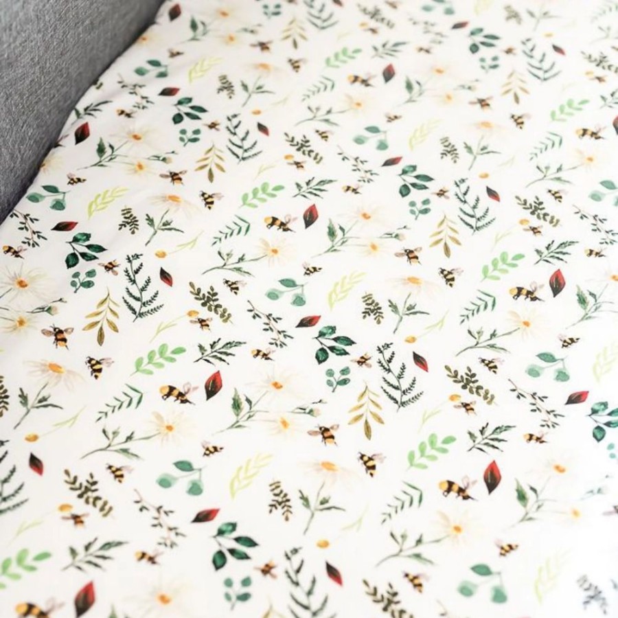 Nursery & Home Millie & Ralph Bedding & Sleepwear | Gilded Bird Wild Bee Bedside Crib Sheet/Changing Mat Cover