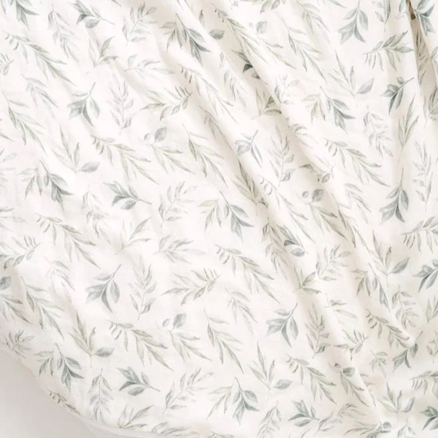 Clothing Millie & Ralph Blankets | Gilded Bird Bamboo Baby Muslin Blanket - Linen Leaves